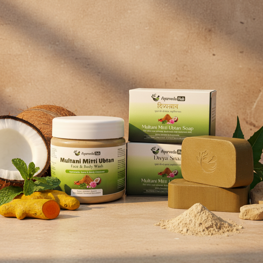 Multani Mitti Combo - 1 Multani Mitti Ubtan 150gm + 2 Soaps 100gm Each
